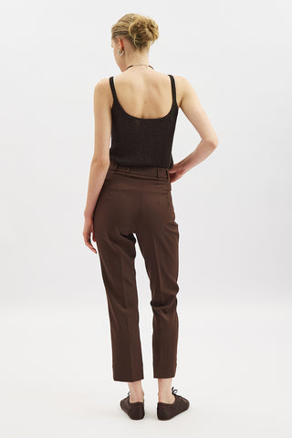 Straight Cut Trousers Dark Brown