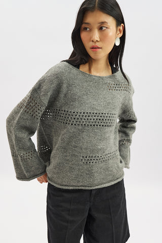 Open Knit Sweater Grey