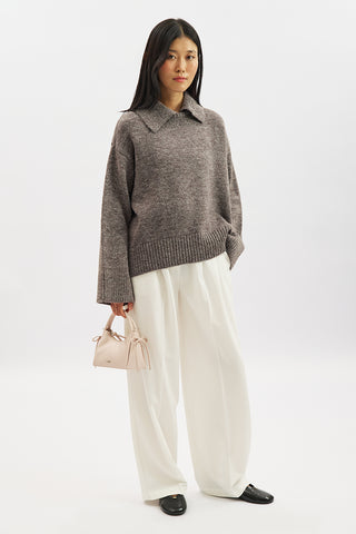 Wide Collar Oversized Sweater Damson