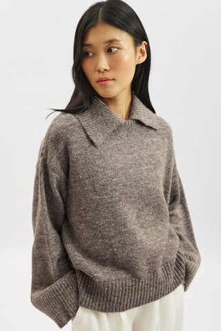 Wide Collar Oversized Sweater Damson