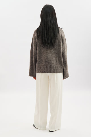 Wide Collar Oversized Sweater Damson