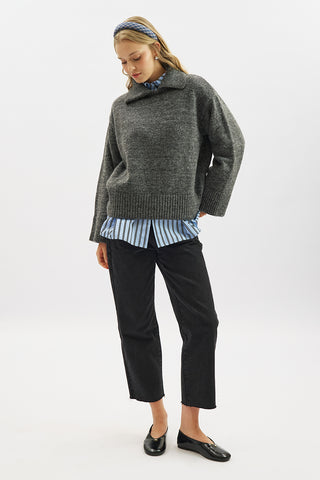 Wide Collar Oversized Sweater Anthracite
