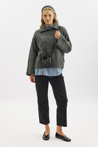 Wide Collar Oversized Sweater Anthracite
