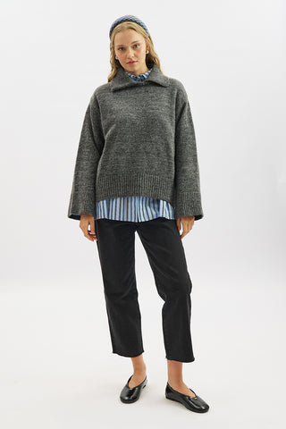 Wide Collar Oversized Sweater Anthracite