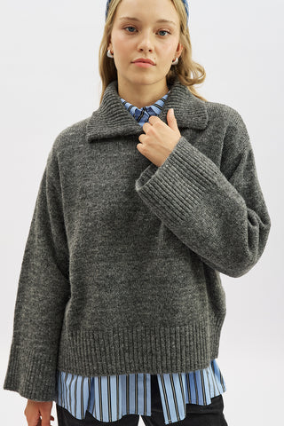 Wide Collar Oversized Sweater Anthracite