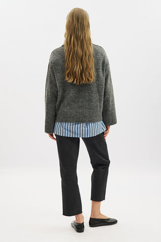 Wide Collar Oversized Sweater Anthracite