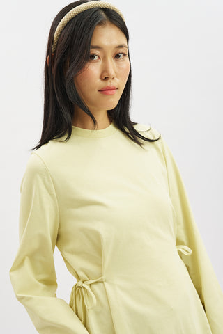 Waist Tie Long Sleeve T Shirt Yellow