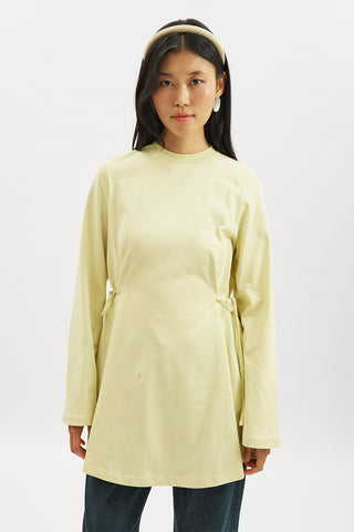 Waist Tie Long Sleeve T Shirt Yellow