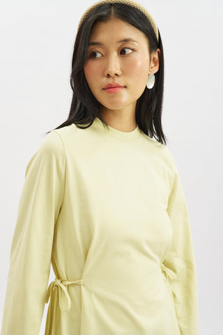 Waist Tie Long Sleeve T Shirt Yellow