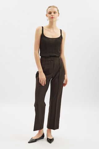 Cropped Straight Trousers Brown