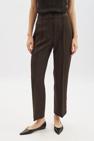 Cropped Straight Trousers Brown