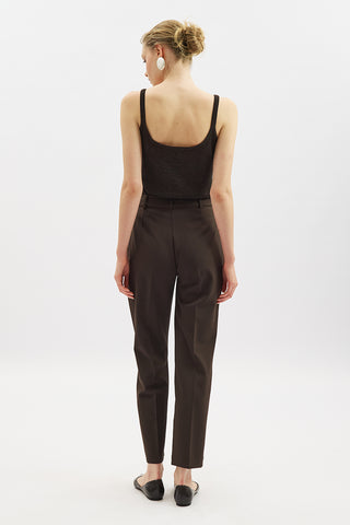 Cropped Straight Trousers Brown