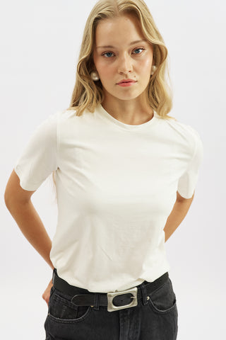 Basic Short Sleeve T-Shirt Ecru