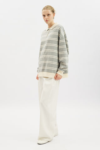 Polo Collar Oversized Sweatshirt Grey