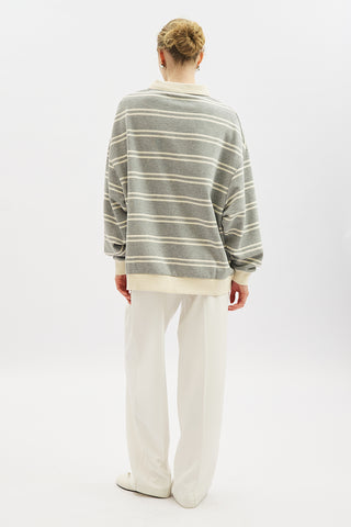 Polo Collar Oversized Sweatshirt Grey