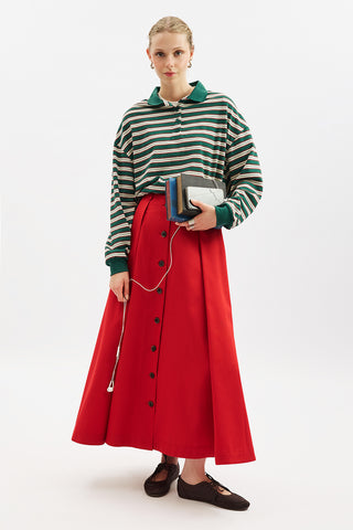 Striped Polo Sweatshirt Green