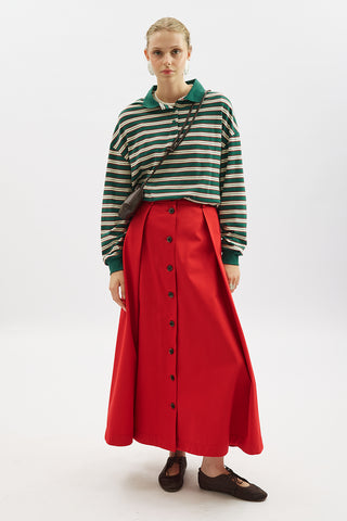 Striped Polo Sweatshirt Green