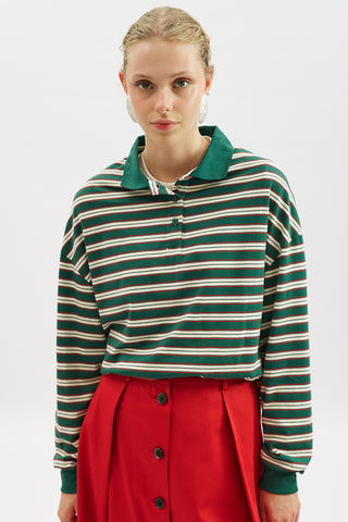 Striped Polo Sweatshirt Green