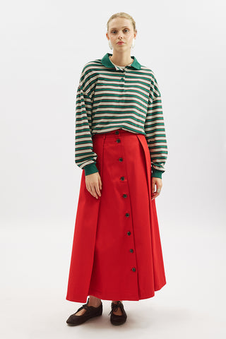 Striped Polo Sweatshirt Green