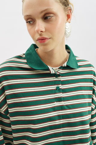 Striped Polo Sweatshirt Green
