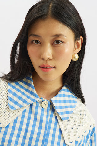 Belted Wide Collar Jacket Plaid