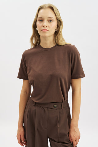 Basic Short Sleeve T-Shirt Brown
