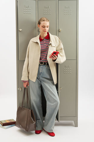 Washed Effect Statement Jacket Cream