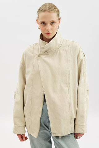 Washed Effect Statement Jacket Cream