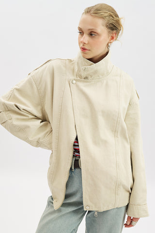 Washed Effect Statement Jacket Cream