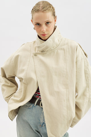 Washed Effect Statement Jacket Cream
