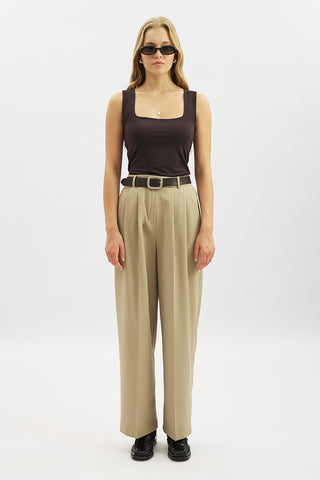 Classic Pleated Trousers Beige