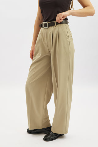 Classic Pleated Trousers Beige