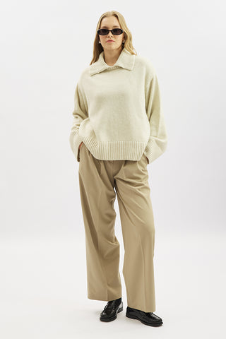 Wide Collar Oversized Sweater Stone