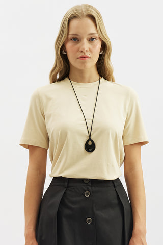 Basic Short Sleeve T-Shirt Beige