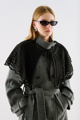 Alice Wide Tie-Neck Detail Black