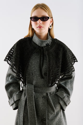 Alice Wide Tie-Neck Detail Black
