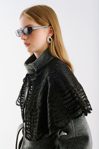 Alice Wide Tie-Neck Detail Black