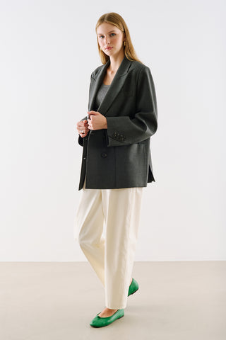 Belted Double Breasted Blazer Anthracite