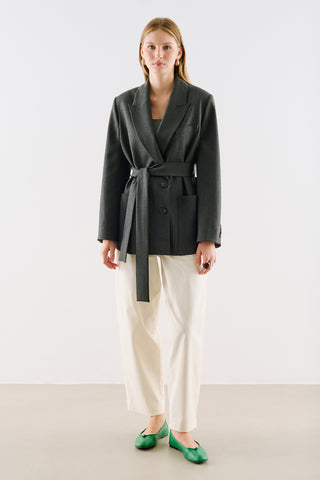 Belted Double Breasted Blazer Anthracite