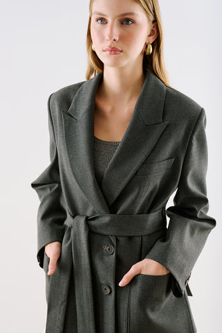 Belted Double Breasted Blazer Anthracite