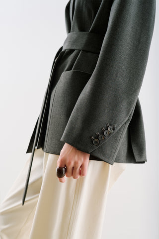 Belted Double Breasted Blazer Anthracite