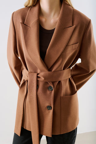 Belted Double Breasted Blazer Tile