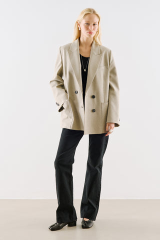 Belted Double Breasted Blazer Stone