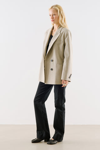 Belted Double Breasted Blazer Stone