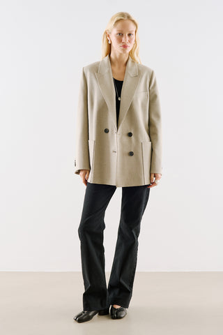 Belted Double Breasted Blazer Stone