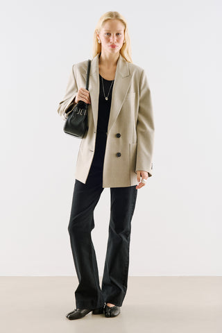 Belted Double Breasted Blazer Stone