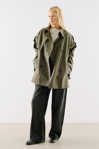North Belted Double Breasted Trench Coat Khaki