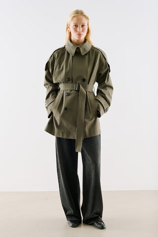North Belted Double Breasted Trench Coat Khaki