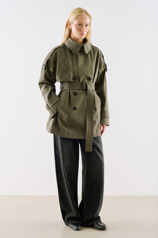 North Belted Double Breasted Trench Coat Khaki