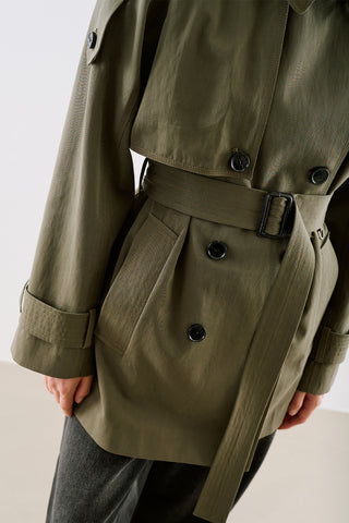 North Belted Double Breasted Trench Coat Khaki